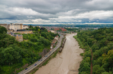 view of the river the river Avon and Avon Gorge from Clifton suspension bridge, Bristol UK