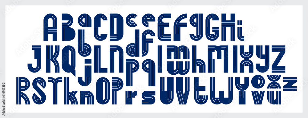 Fototapete abstract geometric original font vector typeset, logo creation alphabet minimal tech linear geometry