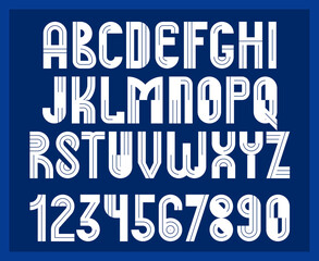 Abstract geometric original font vector typeset, logo creation alphabet minimal tech linear geometry style, stylish square unique tile letters set, uppercase and numbers set.