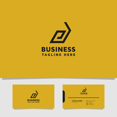 Simple and Minimalist Line Arrow Letter D with Business Card Template