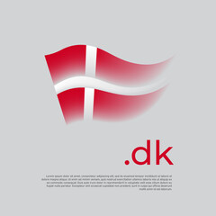 Denmark flag. Stripes colors of the danish flag on a white background. Vector design national poster with dk domain, place for text. Brush strokes. State patriotic banner of denmark, cover