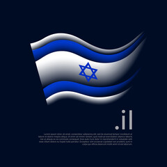 Israel flag. Stripes colors of the israeli flag on a dark background. Vector stylized design national poster with at domain, place for text. State patriotic banner of israel, cover