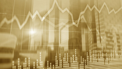 Stock Market Concepts With Skyscrapers. Abstract modern city