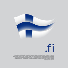 Finland flag. Stripes colors of the finnish flag on a white background. Vector design national poster with fi domain, place for text. Brush strokes. State patriotic banner of finland, cover