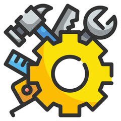 construction cogwheel line icon