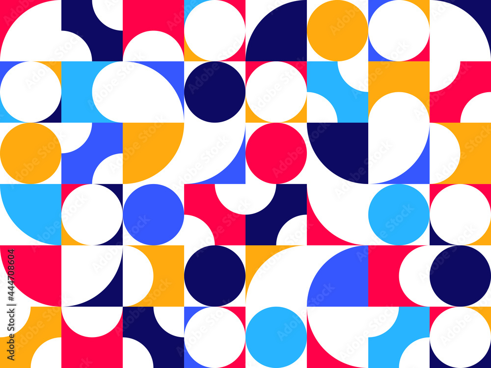 Poster abstract vector geometric seamless pattern, color simple geometric elements repeat tiles, wallpaper 