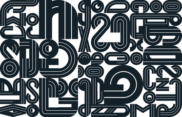 Seamless geometric pattern vector, abstract background design with black and white elements taken from letters typography.