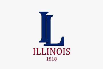 Illinois Inscription and Founded 1818. Illustration. 