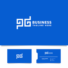 Simple and minimalist letter PG logo with business card template