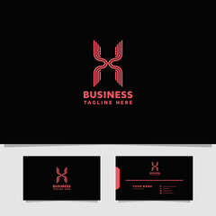 Winged letter X logo with business card template