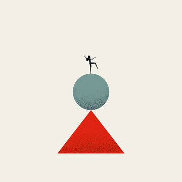 Work Life Family Balance For Working Mother Vector Concept. Symbol Of Hard Job, Finding Peace. Minimal Illustration.