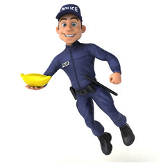 Fun 3D illustration of a cartoon Police Officer