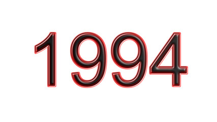 red 1994 number 3d effect white background