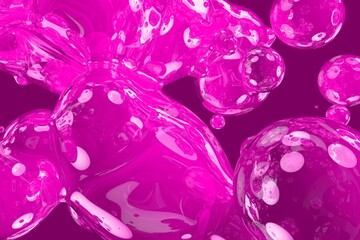 pink soap glossy liquid or bubbles abstract gradient texture 3D illustration - soft focus background design template