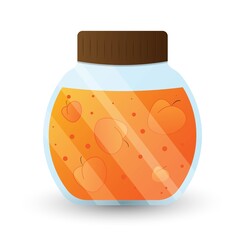 Jar of apricot jam. Apricot jam jar icon. 