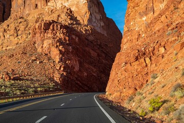 A long way down the road going to Glen Canyon National Recreation Area, Arizona
