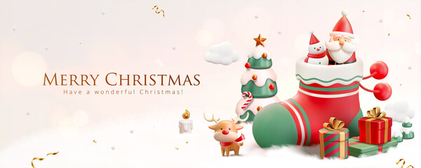 3d white Christmas banner