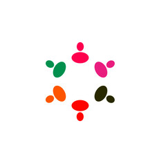 COLORFUL PEOPLE TOGETHER SIGN, SYMBOL, LOGO, ART ISOLATED ON WHITE