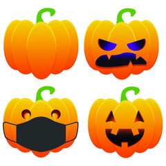 set of halloween pumpkins