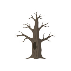 Old brown oak tree. Vector illustration