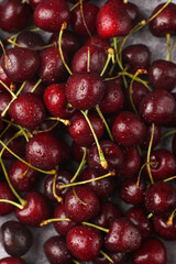 Fresh sweet and sour dark red cherries, close up
