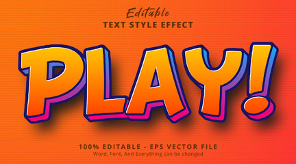 Editable text effect, Play! text with colorful color gradient style effect