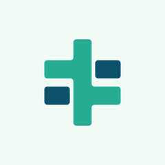 Medical cross logo.Healthcare and doctor sign.Plus icon isolated on light background.First aid geometric symbol for medics, doctors and pharmacy.