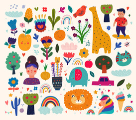 Baby design. Baby animals pattern. Vector illustration with cute animals. Nursery baby illustration