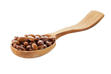 Orange beans in wooden spoon isolated on white background.