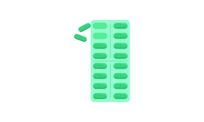 Pills blister pack with capsule. Drug, pill, capsule logo