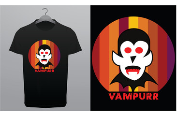 Vampurr  Halloween T-Shirt Design Template, Branding T-Shirt Royalty Free Halloween Design Vector Tess.