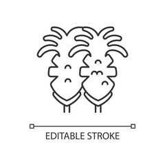 Fried squid linear icon. Asian street food. Crispy treat. Taipei fish market. Thin line customizable illustration. Contour symbol. Vector isolated outline drawing. Editable stroke