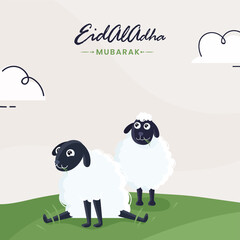 Islamic festival of sacrifice Eid-Ul-Adha Mubarak background with sheep. 