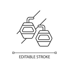 Maokong gondola linear icon. Asian trip. Taiwan cable car. Mountain chariot. Thin line customizable illustration. Contour symbol. Vector isolated outline drawing. Editable stroke © bsd studio