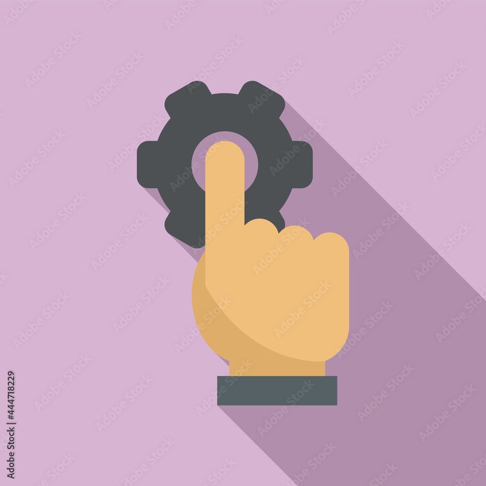 Poster programming gear icon flat vector. work program