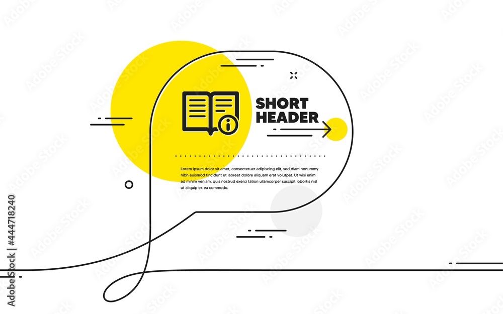 Poster technical information icon. continuous line chat bubble banner. instruction sign. technical info ico