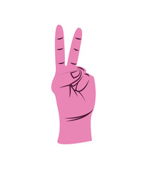 pink left hand peace sign