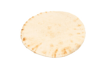 Grilled pitta bread isolated on white background.