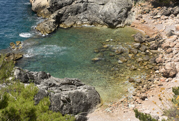 Picturesque Mediterranean bay.  Summer travels - obrazy, fototapety, plakaty