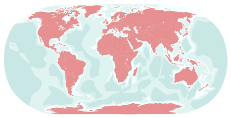 World map illustration - pastel pink