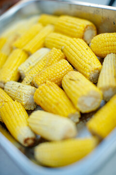 Grilled corn with sauce. Macro photography. High quality photo