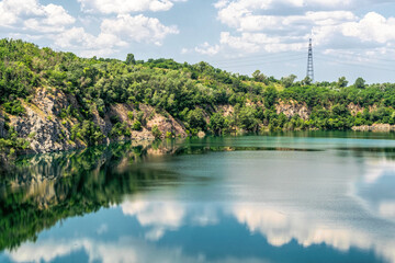 Old abandoned quarry. Summer in New England, USA