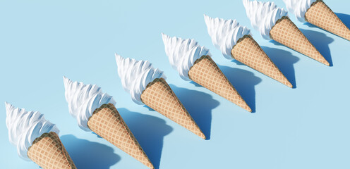 Obraz na płótnie Canvas Soft serve ice cream in a cone