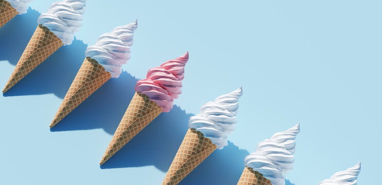 Soft serve ice cream in a cone