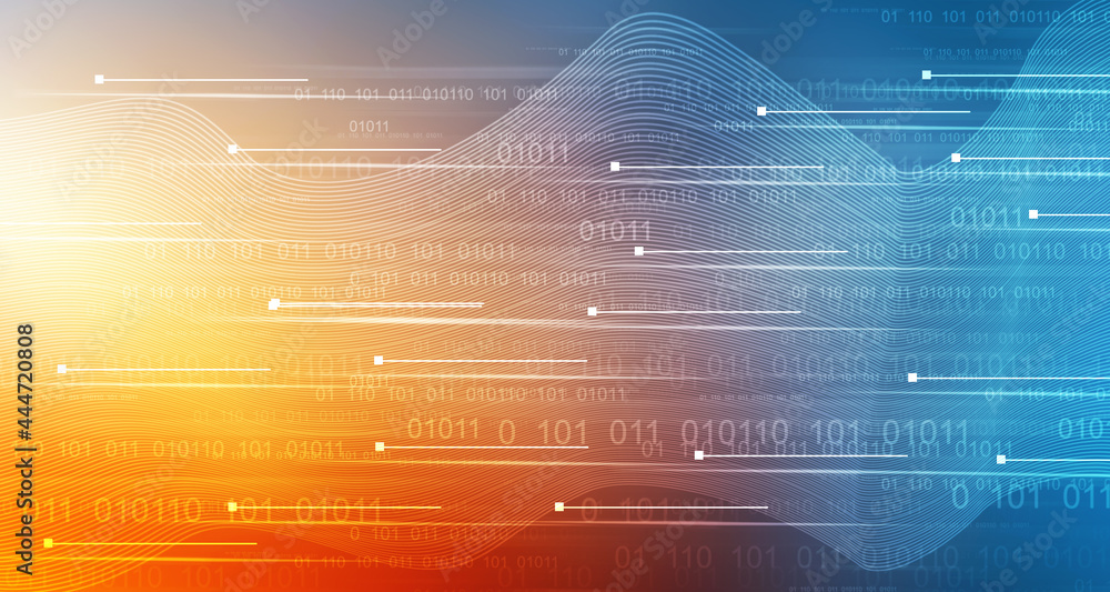 Poster 2d illustration abstract digital binary data on computer screen