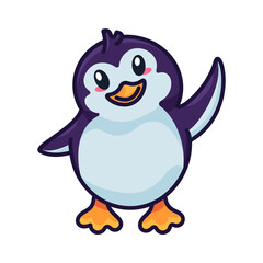 Penguin funny baby bird flapping with wing vector