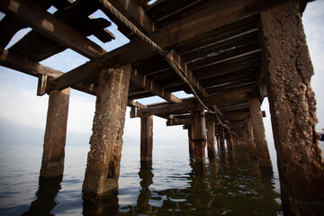 destroyed construction within the sea