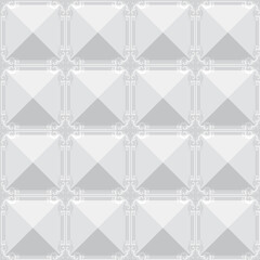 Gray tiles with a light filigree pattern around the edges. Seamless pattern. - 444721068
