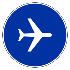 Fototapeta premium Flugzeug und Verkehrsschild
