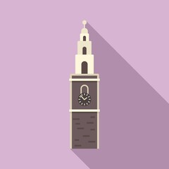 Clock tower icon flat vector. Big ben building - obrazy, fototapety, plakaty